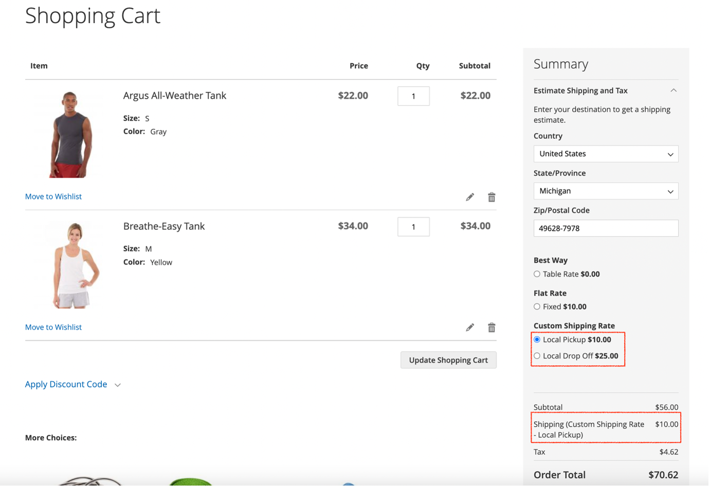 Custom Shipping Rate Method On Shopping Cart