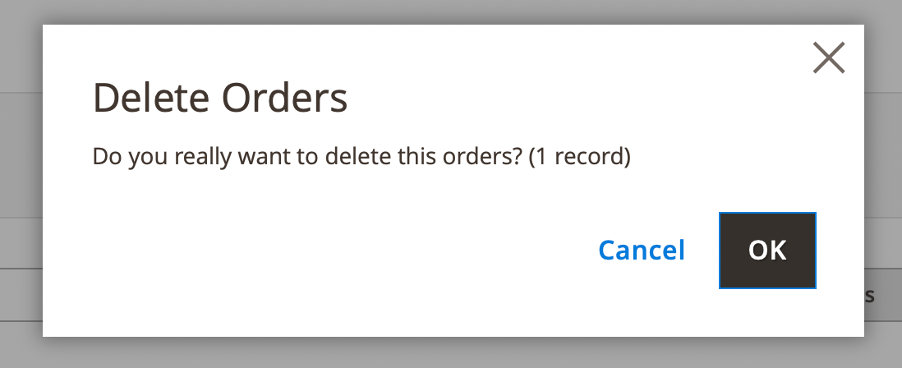 Delete Order Popup