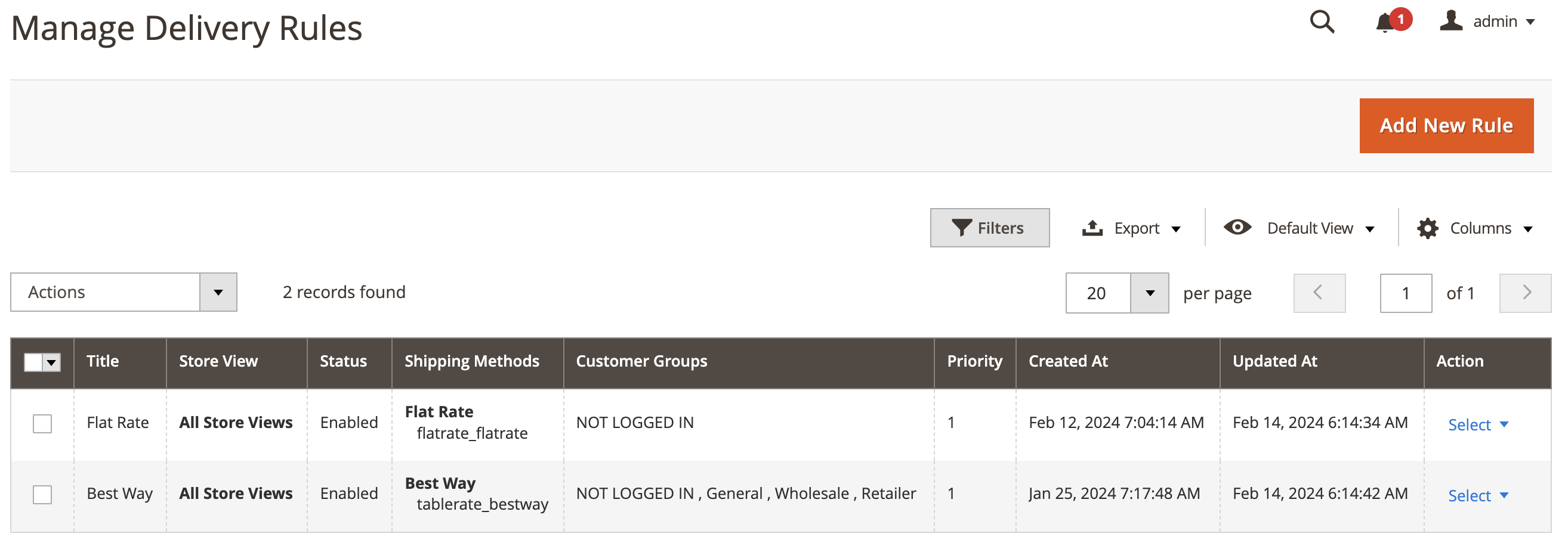 Delivery Management Grid