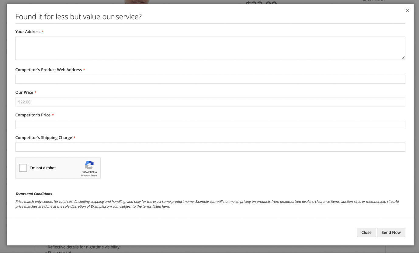 Price Match Form With Google Captcha