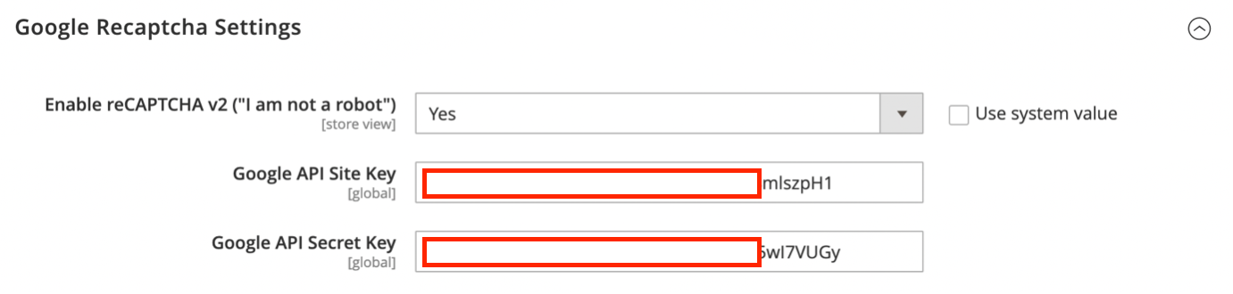 Google ReCAPTCHA Settings