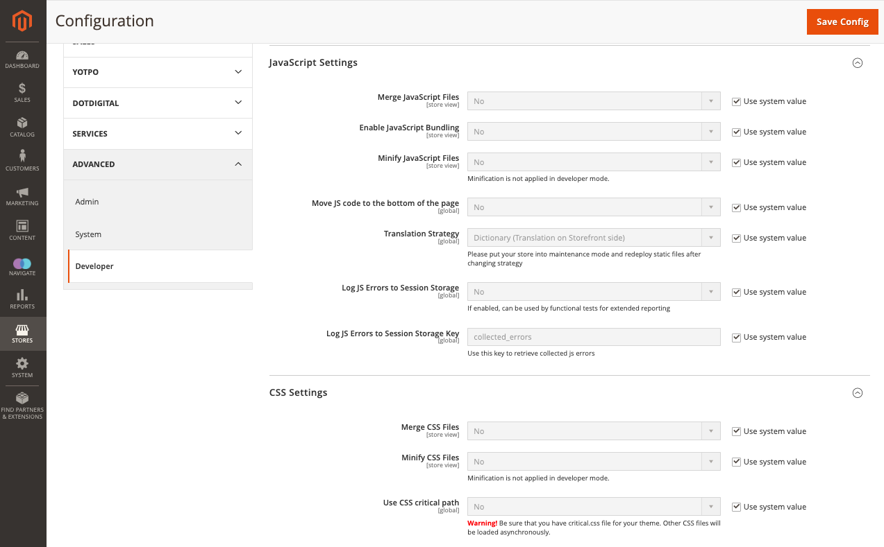 JavaScript Settings 