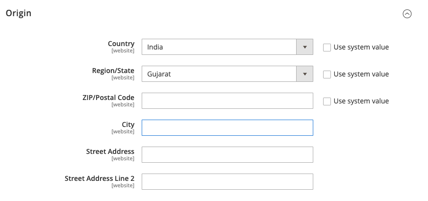 Shipping Settings 